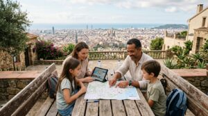 Parents comparing schools, housing and commute options in Barcelona